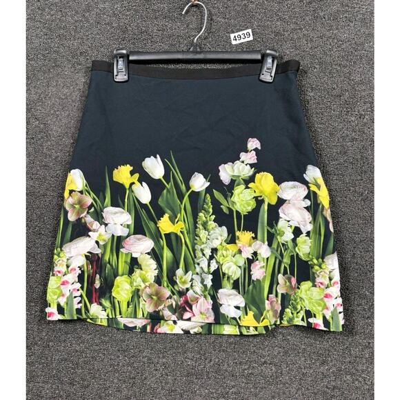 Victoria Beckham A-Line Skirt Womens Size M Tulip Print Black Mini Short - Picture 1 of 7
